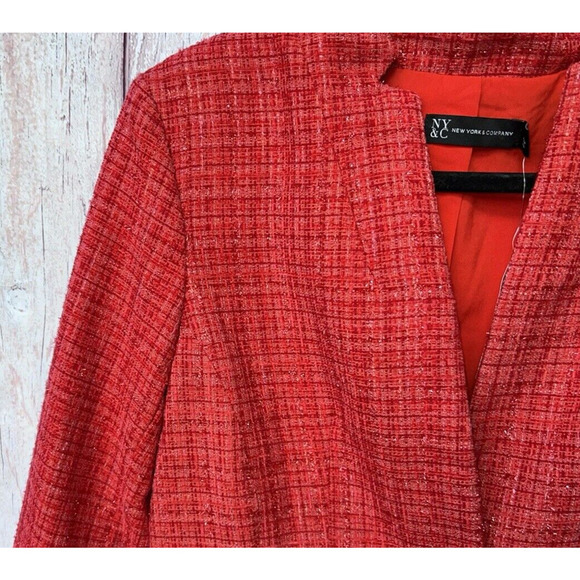 INC International Women's Tweed Red Blazer Holiday Special Occasion Formal Small - Picture 6 of 9